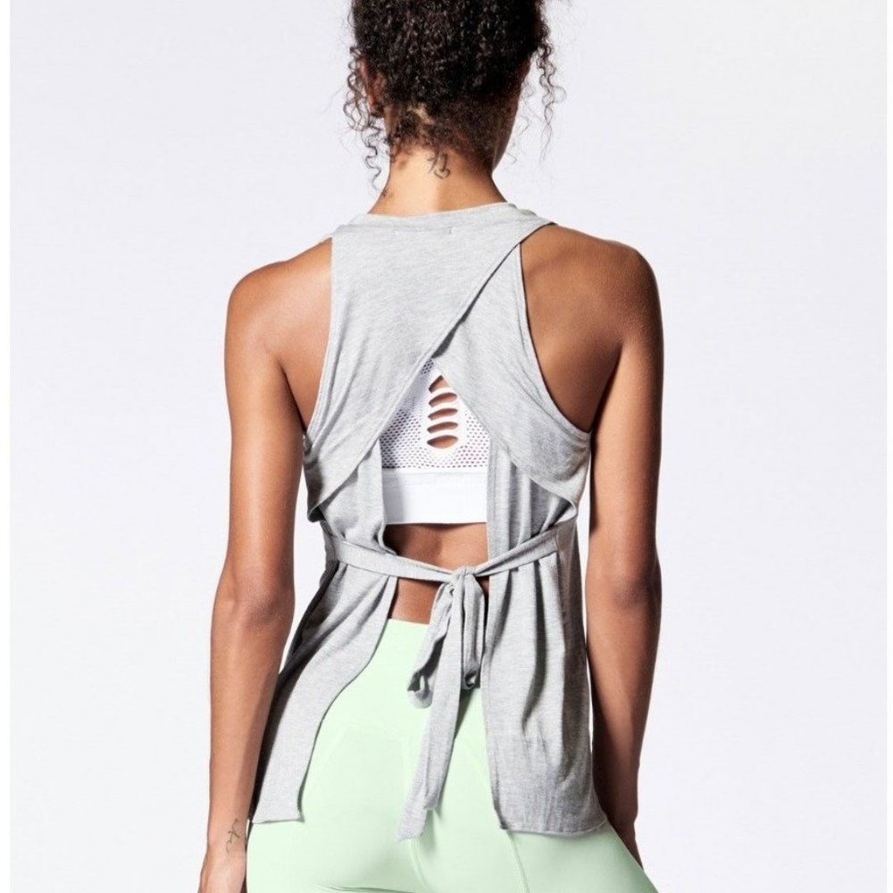 NUX Heather Grey Open Up Tank